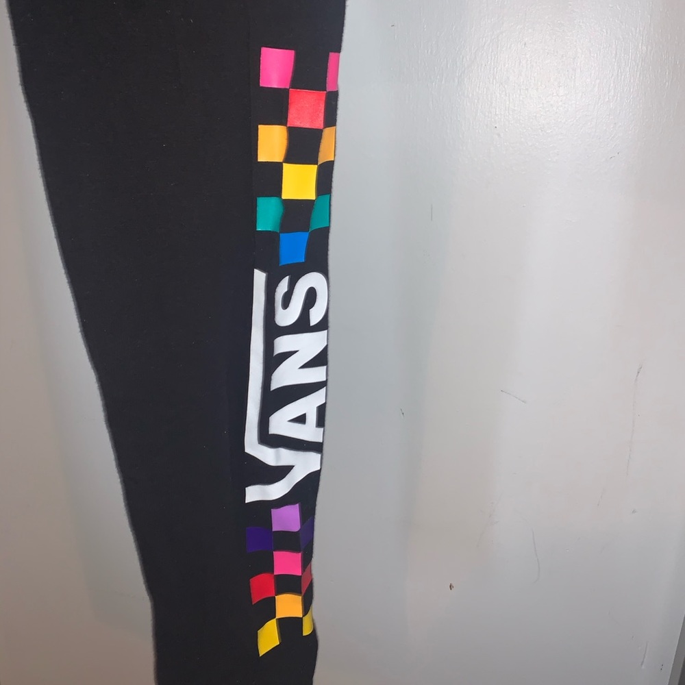 Rainbow checkerboard vans leggings